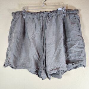 H&M brown Linen Blend Flat Front Drawstring Shorts Size XL beach travel vacation